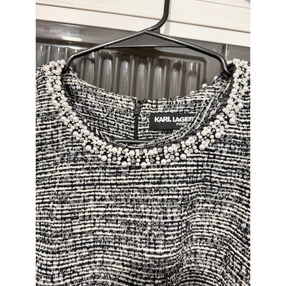 Karl Lagerfeld Paris Knit Tweed A Line Dress - Picture 7 of 9
